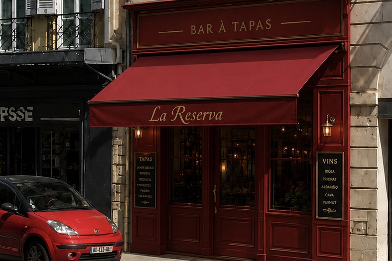 Façade de La Reserva, bar à tapas, Versailles
